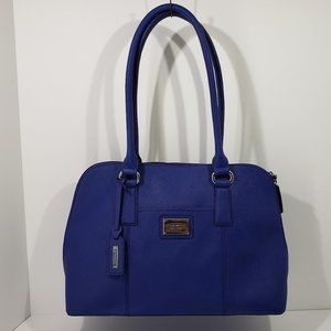 Tignanello Gorgeous Dark Blue Leather Handbag Satchel, Classic Shape and Color